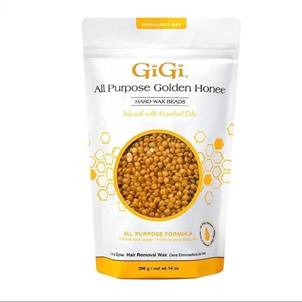 GIGI Hard Wax Beads, Golden Honee All Purpose Hair Removal Wax, 14 oz